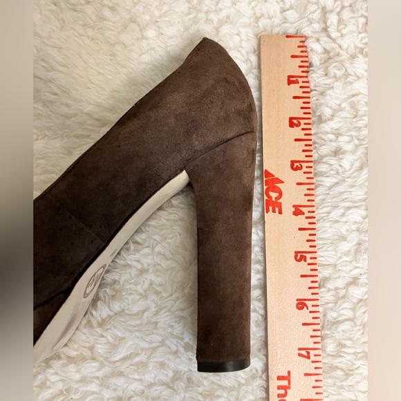 Michael Kors Brown Suede Platform Open Toe Heel Pump Size 6 - Picture 10 of 12